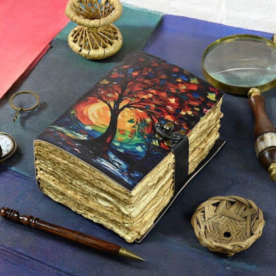 Tree of Life Leather Grimoire Journal – Blank Book of Shadows, 400 ...