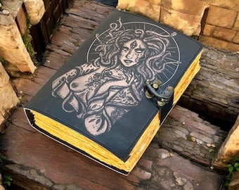 Journal en cuir Medusa gothique mythique serpent cheveux journal Dark Fantasy Sketchbook carnet effrayant sorcellerie Art Journal cadeau pour les écrivains dnd