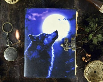 Personalized Fox Leather Journal, Vintage Grimoire Book of Shadows, Handmade Deckle Edge Paper Notebook, Witchy Spell Book Gift for Writers