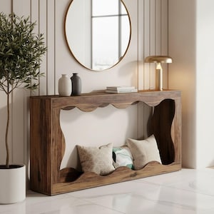 Consolle da 63 pollici con contenitore, tavolino da divano in stile rustico da posizionare dietro il divano, lungo tavolo da ingresso con ripiano, mobili in legno rustico