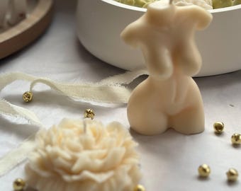 Vela con cuerpo escultural / Torso femenino / Decoración minimalista para el hogar