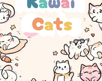 Kawaii Cats Coloring Book: 100 Adorable Pages for Digital & Print