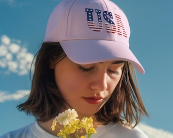 Embroidered USA Stars & Stripes Cotton Dad Hat | Distressed Patriotic Baseball Cap