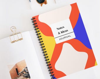 Bold Geometric Spiral Bound Journal | Premium Spiral Notebook | Minimalist and Modern Retro Patterns
