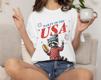 Patriotic Raccoon Party in the USA T-Shirt | 4th of July
