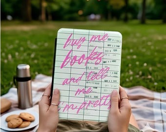 Kindle Case | Library Card Design, Pink Script (Fits 7" Paperwhite/Signature)