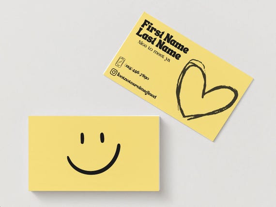Yellow Smiley Face Business Cards | Personalized Networking Cards