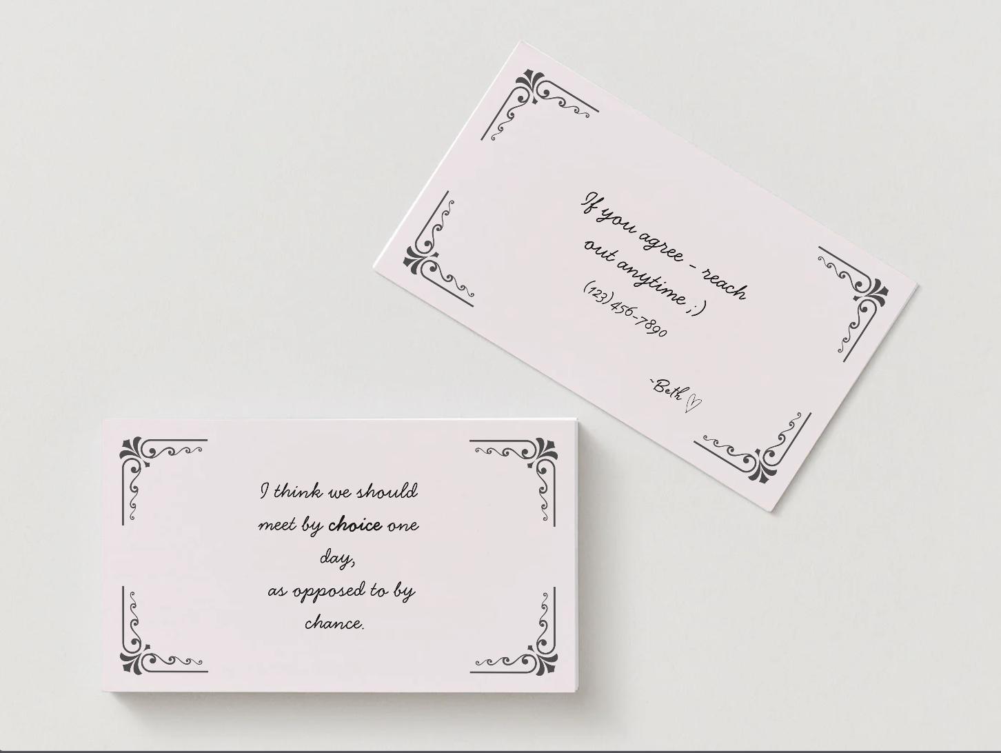 Dating Cards To Hand Out