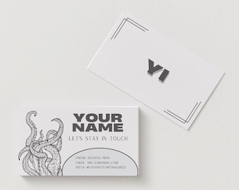Tattoo Octopus Illustration Business Cards | Personalized Networking