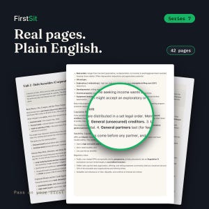 Real sample page from the Series 7 Complete System PDF — FirstSit plain-English study material
