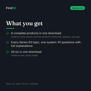 Series 63 exam prep bundle: what you get, all 6 products in one instant download