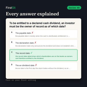 Real Series 65 practice question with every answer choice explained and the correct answer highlighted