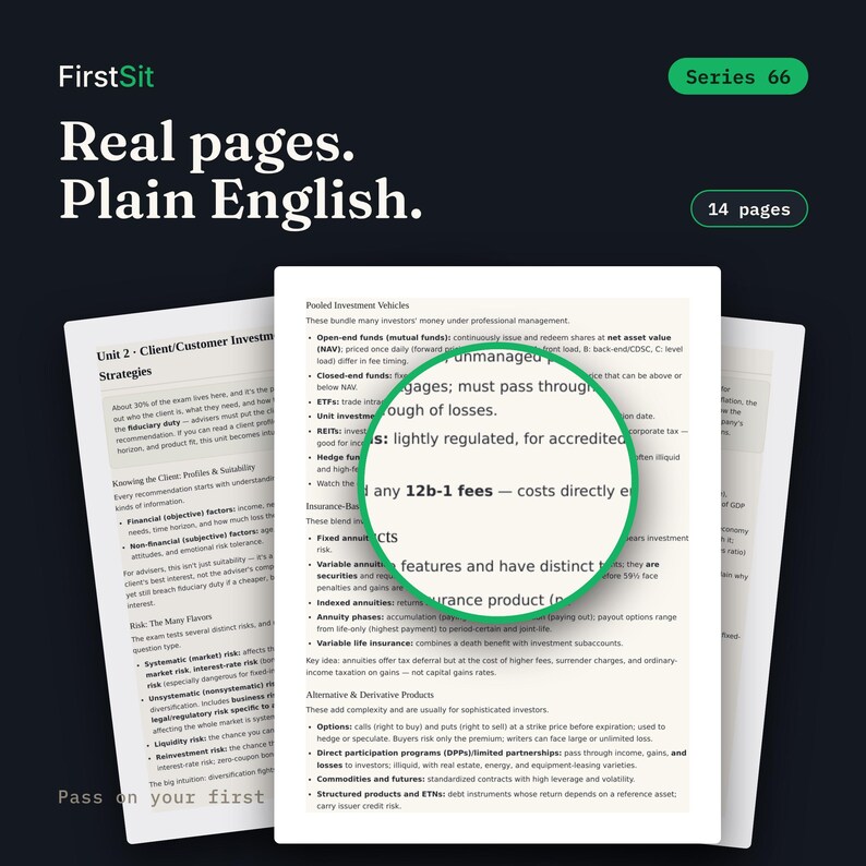 Real sample page from the Series 66 Complete System PDF — FirstSit plain-English study material