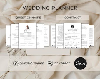Wedding Planner Bundle, Editable Canva, Questionnaire & Contract, Event Planning Business Client Intake Form, Service Agreement