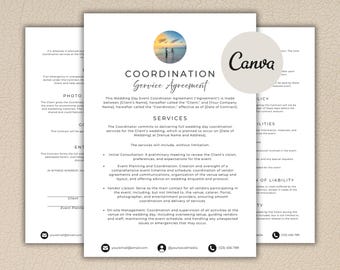Wedding Coordinator Service Agreement Template, Canva Editable, Event Planning Contract Template, Wedding Planner Consultation Form