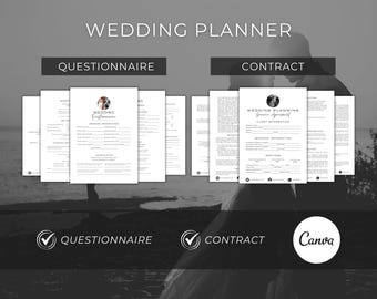 Luxury Wedding Planner Questionnaire + Contract Template, Editable Canva, Essential Wedding Planning Business Tool