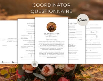 Wedding Coordinator Questionnaire Template, Editable Canva, Client Intake Form, Event Coordinator Business Template, Day of Coordinator