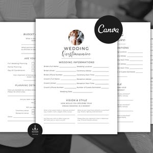 Luxury Wedding Planner Client Questionnaire, High End Editable Canva Intake Form, Consultation Form Template