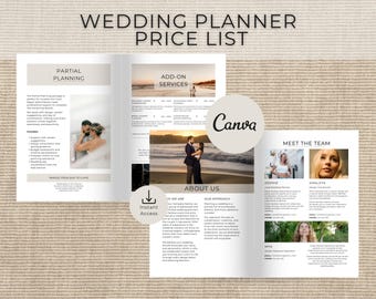 Wedding Planner Pricing Guide Template, Canva Editable Event Planner Price List, Packages & Business