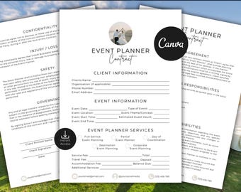 Event Planner Contract Template | Editable Canva Event Planning Client Agreement | Corporate & Party Planner Service Contract