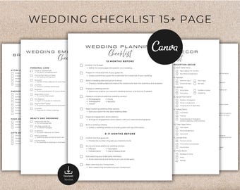 Wedding Checklist Canva Template | Bridal Shower, Bridesmaid & Honeymoon Packing List | Wedding Planner Printable