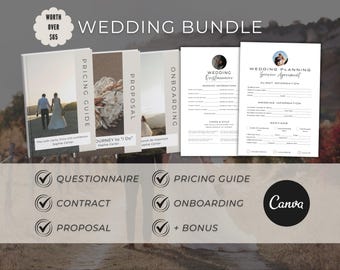 Wedding Planner Bundle Canva Templates (Onboarding, Pricing, Contract, Proposal)