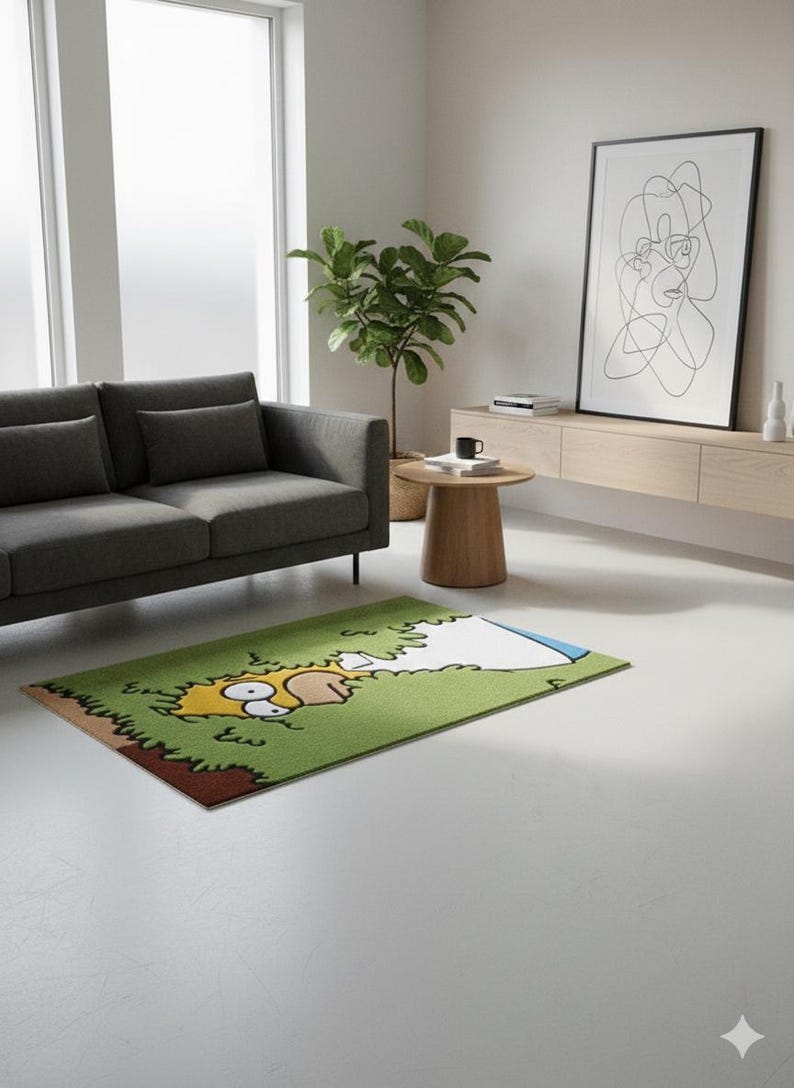 Homer Inspired Tufted Rug | Cartoon Character Statement Area Rug - Etsy