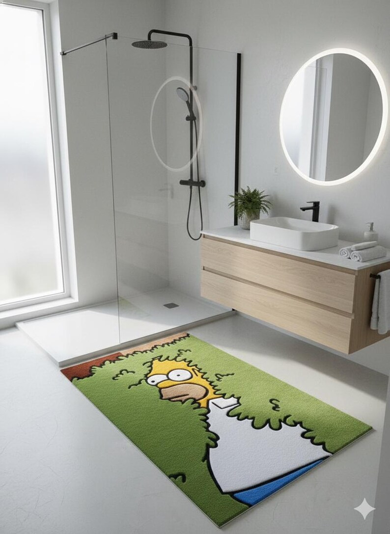 Humor Human Skin Rug Homer Inspired Tufted Rug | Cartoon Character Statement Area Rug - Etsy