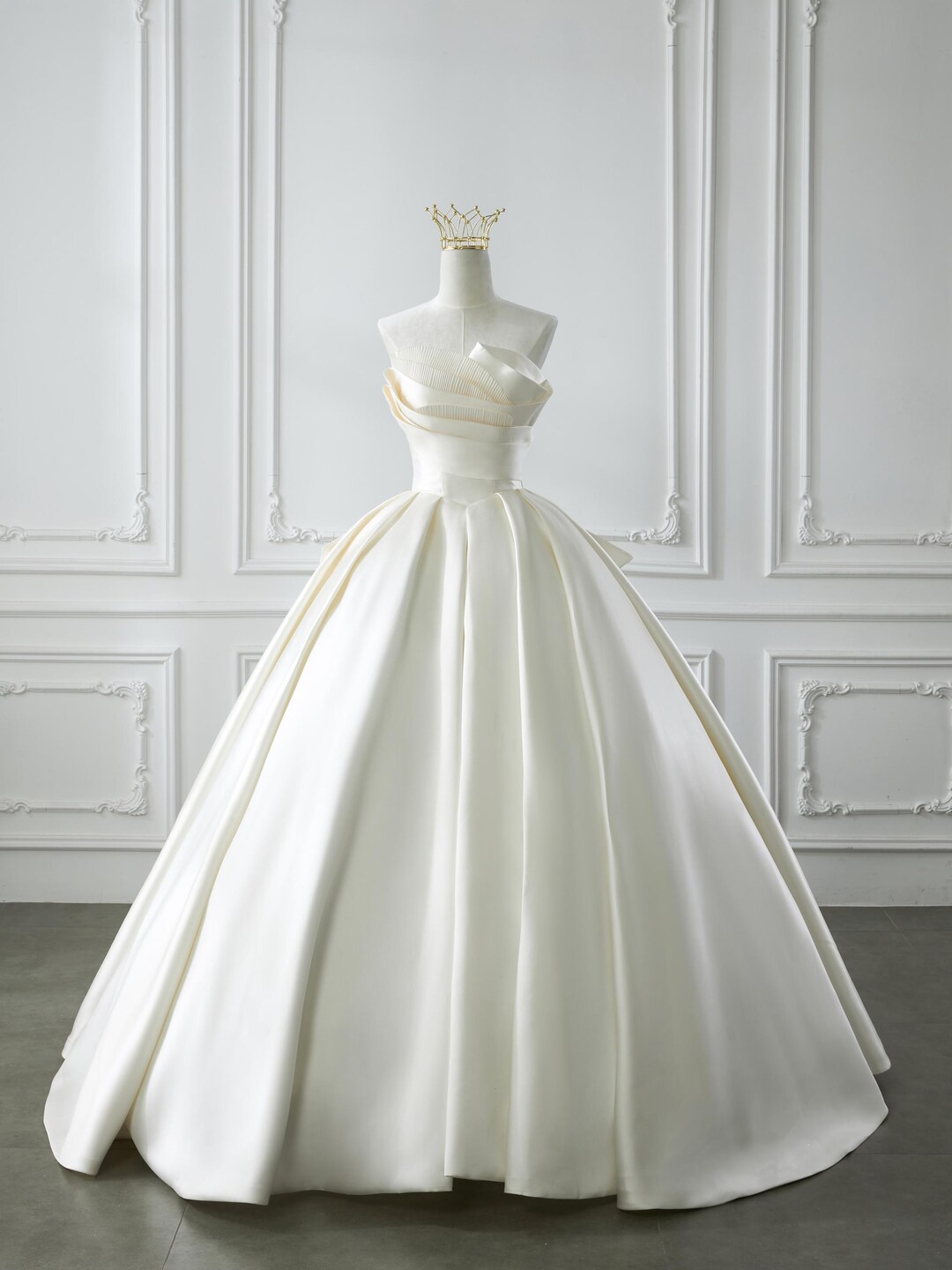Timeless Strapless Satin Ball Gown Wedding Dress With Corset Lace-up ...