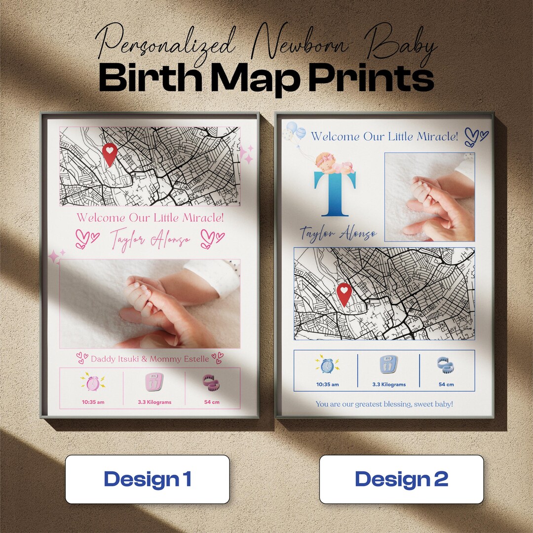 Personalized Baby Birth Map Print | Custom Nursery Wall Art - Etsy