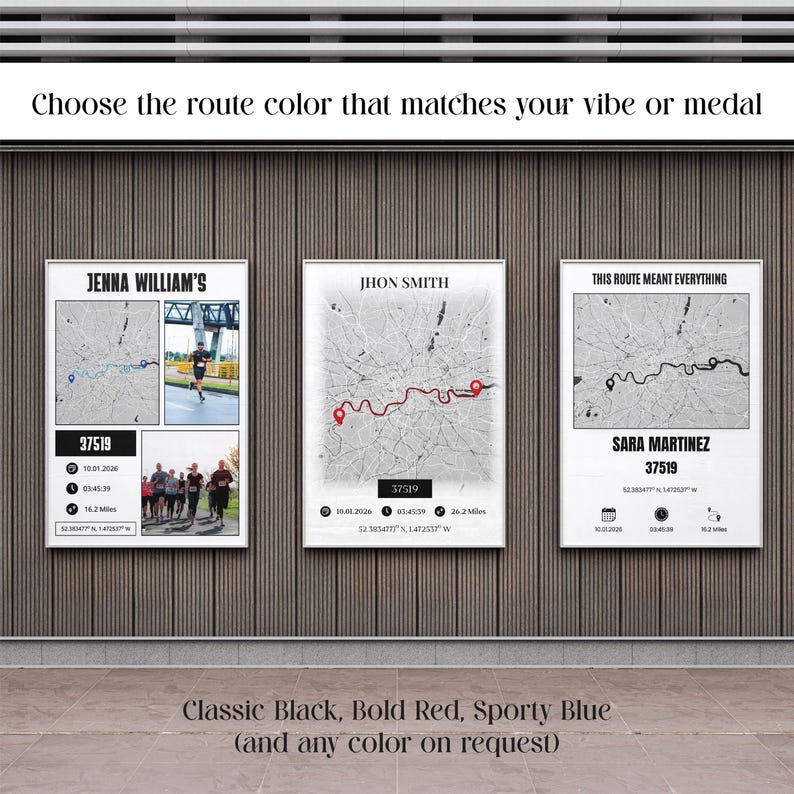 Route Runner Color Personalized Marathon Map Print | Custom Runner Gift, Race Route Art - Etsy
