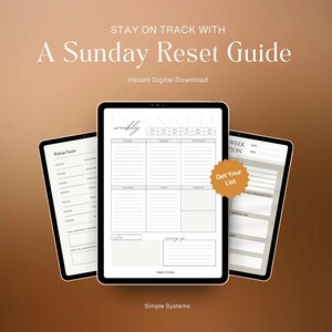 Sunday Reset System | Weekly Planner, Cleaning Checklist, Meal Planner & Routine Tracker | Digital Download