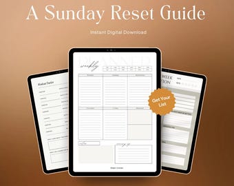 Sunday Reset System | Weekly Planner, Cleaning Checklist, Meal Planner & Routine Tracker | Digital Download