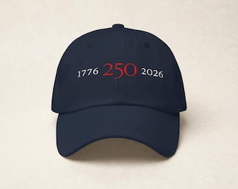 Bonnet pour papa brodé bleu marine America 250 - Casquette 1776-2026