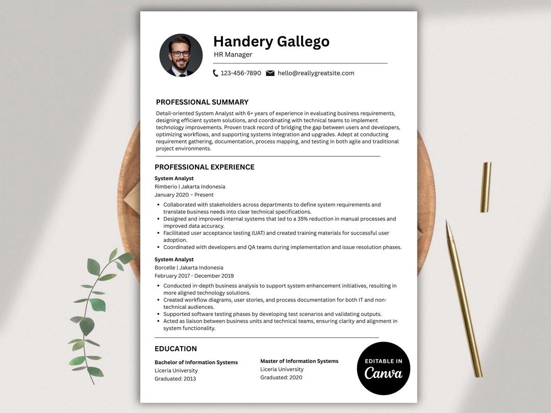 ATS Friendly Resume Template Canva, Professional CV Template Modern ...