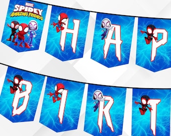Spidey and Friends Birthday Banner, Printable Party Decoration (Digital Download