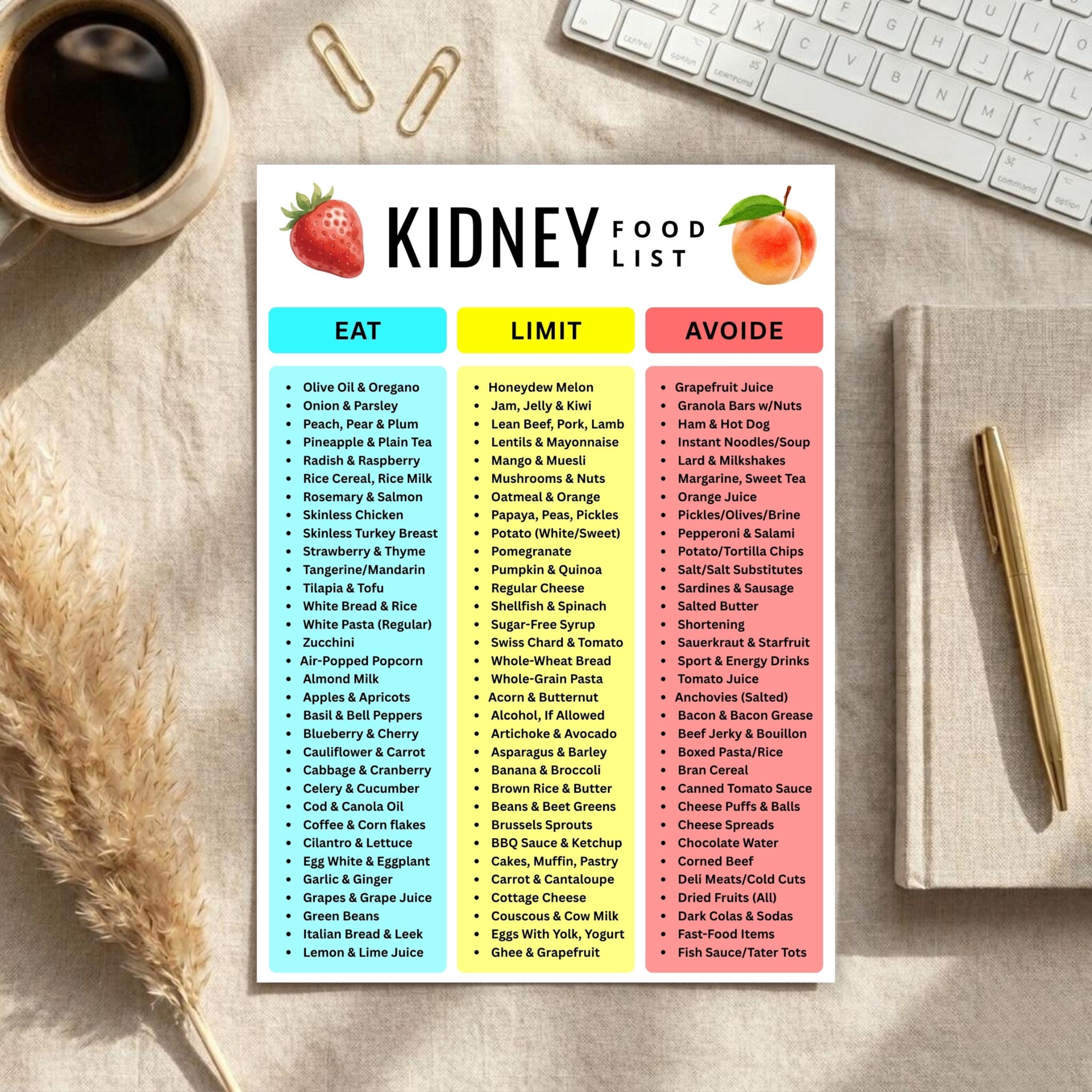 Kidney Disease Food List, Renal Diet Chart, Eat Limit Avoid, Kidney ...