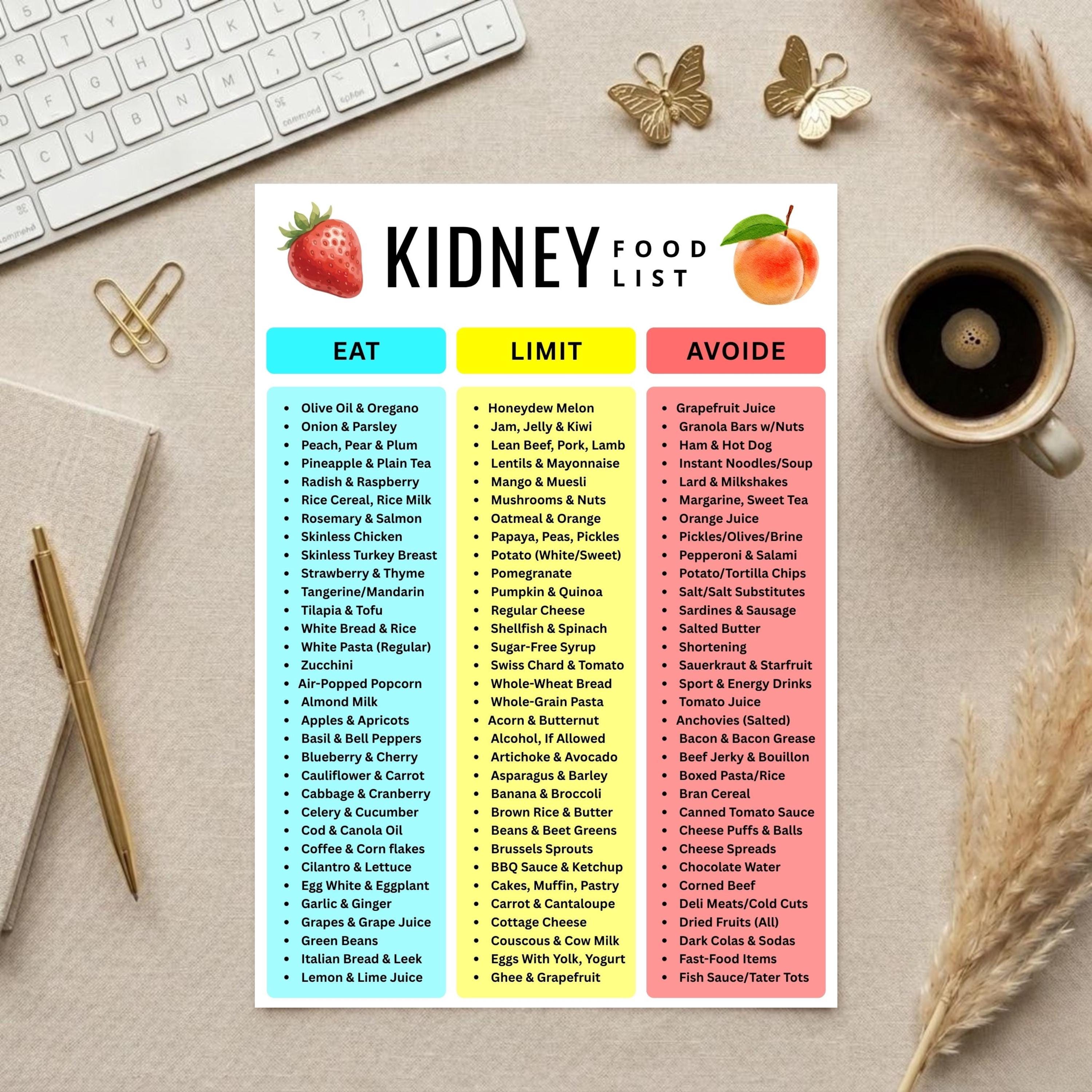 Kidney Disease Food List, Renal Diet Chart, Eat Limit Avoid, Kidney ...