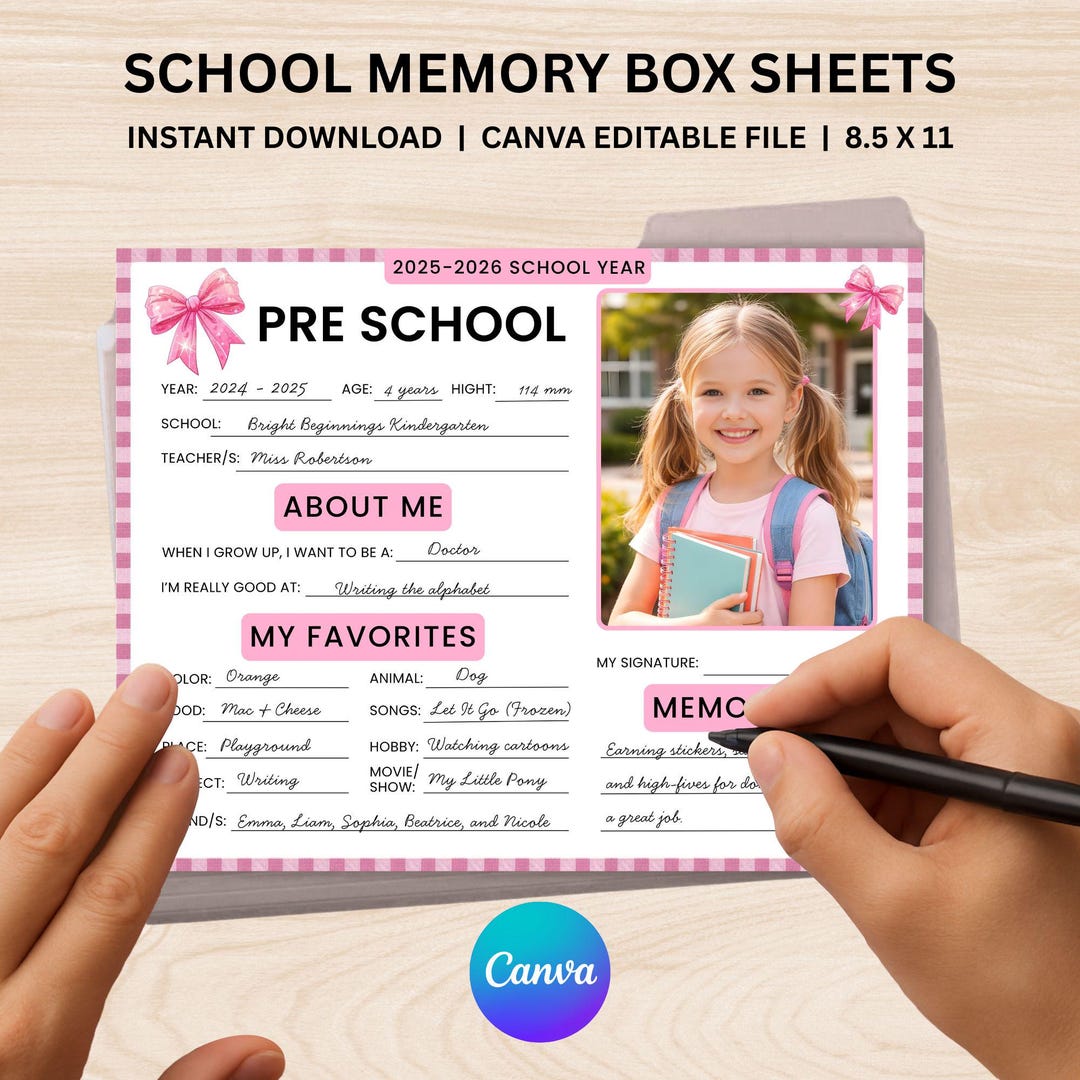 School Memory Box Kit File Folder Cover, Tabs, and Box Name Label ...