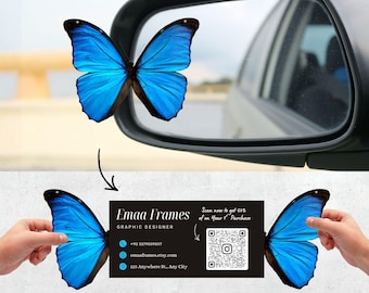 Butterfly Business Card Template | Die Cut Folded Design, Canva Editable (Digital Download)