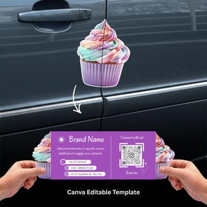 Cupcake Folding Business Card, Bakery QR Code Branding (Digital Download)
