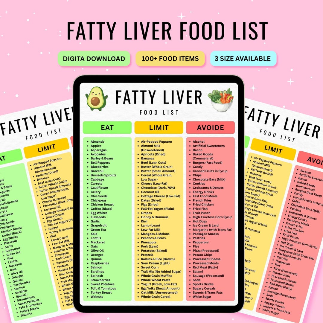 Fatty Liver Food List Printable | Low Fat Low Sugar Grocery List for ...