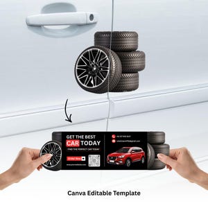 May include: Image of a car door with a stack of tires and a car wheel. The image includes the text "GET THE BEST CAR TODAY" and "FIND THE PERFECT CAR TODAY". A red car is also shown in the image.