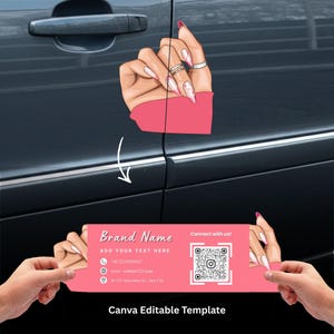 Custom Nail Artist Visitenkarte Vorlage: Pink Salon QR Code Design (Digitaler Download)