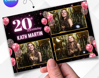 2026 New Year Photo Booth Template | Blue Silver Canva Frame (Digital Download)