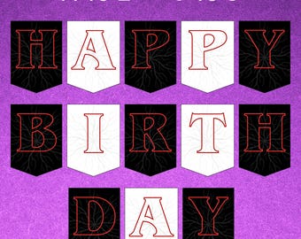 Stranger Birthday Banner, DIY Alphabet Letters AtoZ (Digital Download)