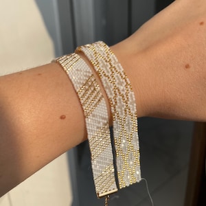 Mönsterset med Miyuki Delica-armband i satinguld (digital nedladdning)