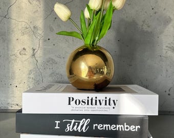 Mini Gold Ceramic Vase, Small Round Gold Vase, Modern Minimalist Decor, Luxury Bud Vase, Table Centerpiece, Shelf Decor Accent