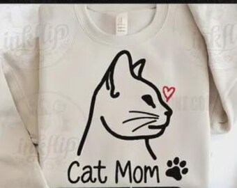 Cat Mom SVG, minimalistyczna grafika liniowa, grafika dla miłośników zwierząt (plik cyfrowy)
