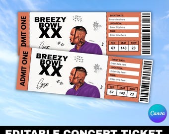 Edytowalny szablon biletu na koncert | Breezy Bowl – niespodzianka (do pobrania w wersji cyfrowej)
